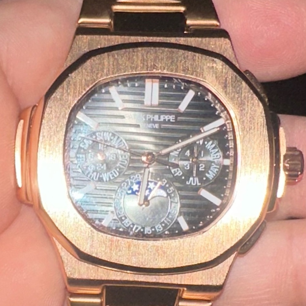 Patek Philippe style Rose Gold and Black watch